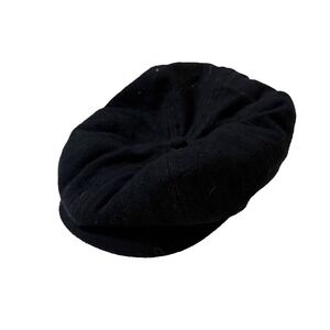 Vintage Scala Newsboy Hat Mens Large Fitted Black Wool Blend Classic Flat Cap